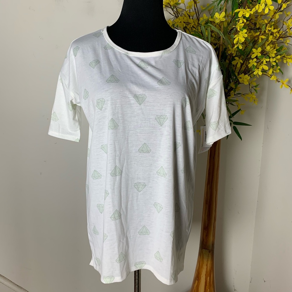 LulaRoe White Diamond Print women's Top Tunic XXS